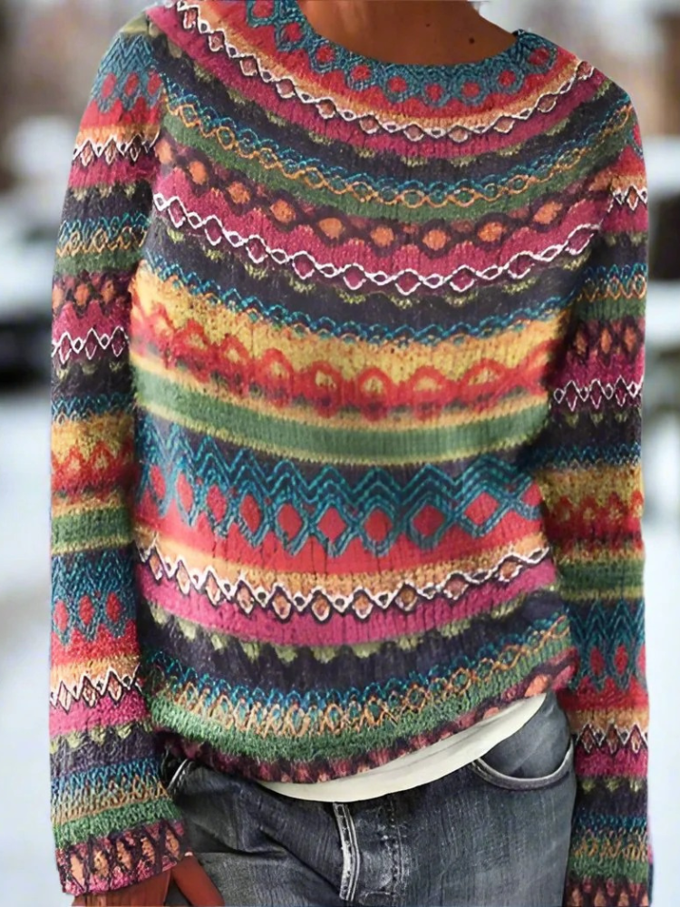 Stilvoller gestreifter Pullover für Damen mit modernem Streifenmuster