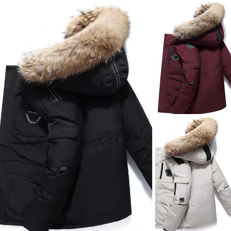 Stylischer Herrenparka mit Kapuze, warm und modern für Alltag und Freizeit