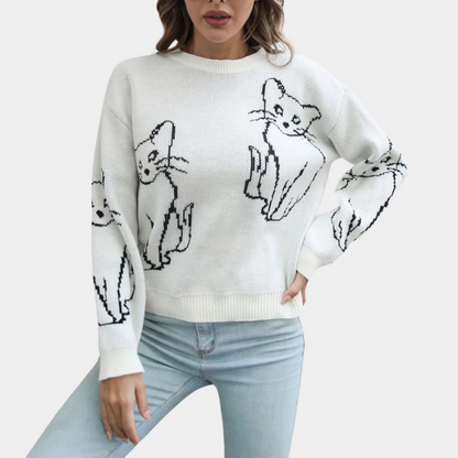 Damen Katzenpullover mit stilvollem Design und hohem Tragekomfort