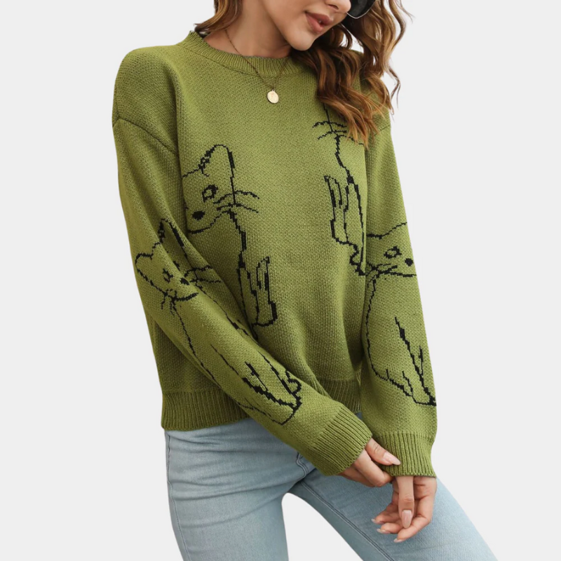 Damen Katzenpullover mit stilvollem Design und hohem Tragekomfort