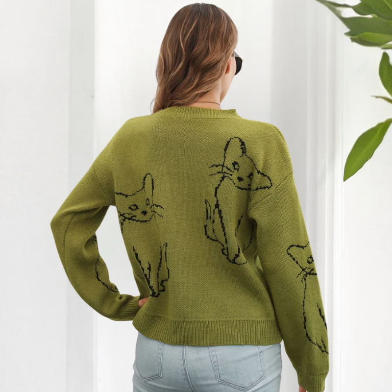 Damen Katzenpullover mit stilvollem Design und hohem Tragekomfort