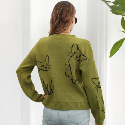 Damen Katzenpullover mit stilvollem Design und hohem Tragekomfort
