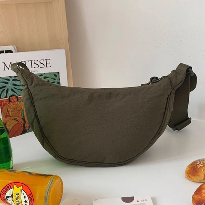 Trendige Halbmond-Crossbody-Tasche für Damen mit modernem Design und praktischem Reißverschluss