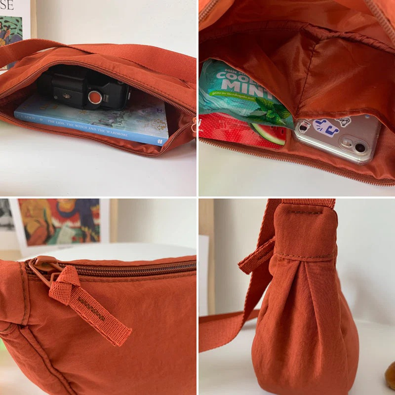 Trendige Halbmond-Crossbody-Tasche für Damen mit modernem Design und praktischem Reißverschluss