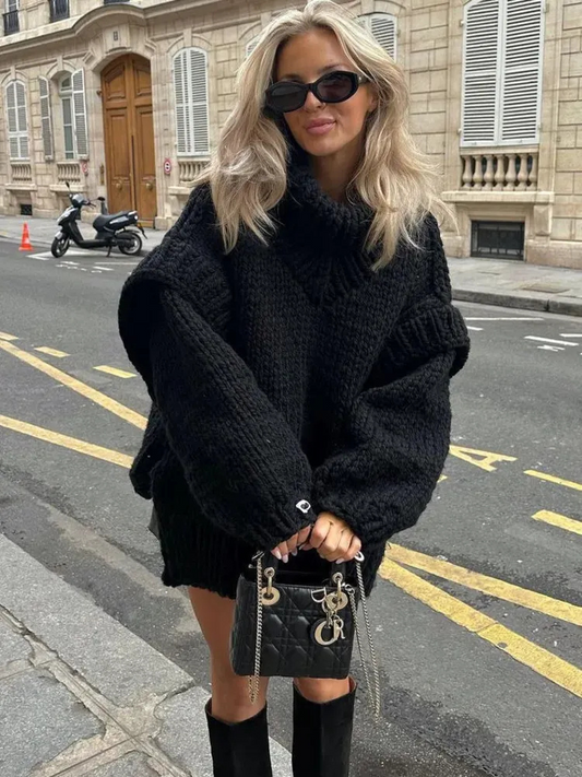 Trendiger Oversize-Pullover für Damen mit Rollkragen in modernem Design