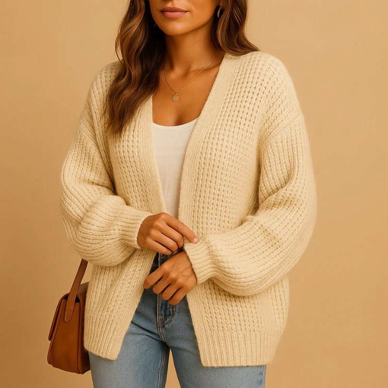 Damen Übergrößen-Strickjacke in modernem Design für komfortable und stilvolle Looks.