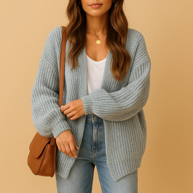 Damen Übergrößen-Strickjacke in modernem Design für komfortable und stilvolle Looks.