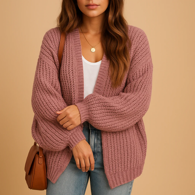 Damen Übergrößen-Strickjacke in modernem Design für komfortable und stilvolle Looks.