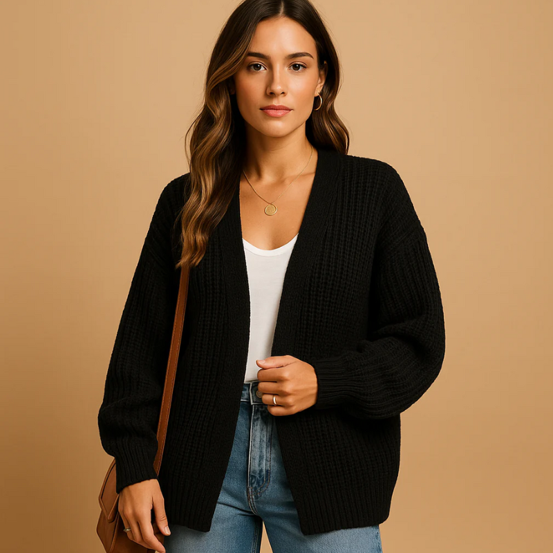 Damen Übergrößen-Strickjacke in modernem Design für komfortable und stilvolle Looks.