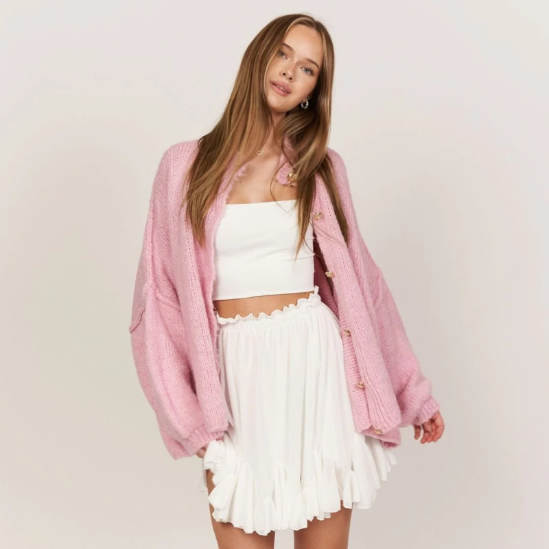 Übergroße warme Strickjacke für Damen in modernem Stil