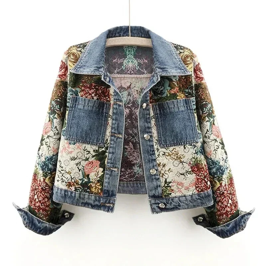 Stilvolle Vintage-Blumenjacke für Damen mit elegantem und femininem Design