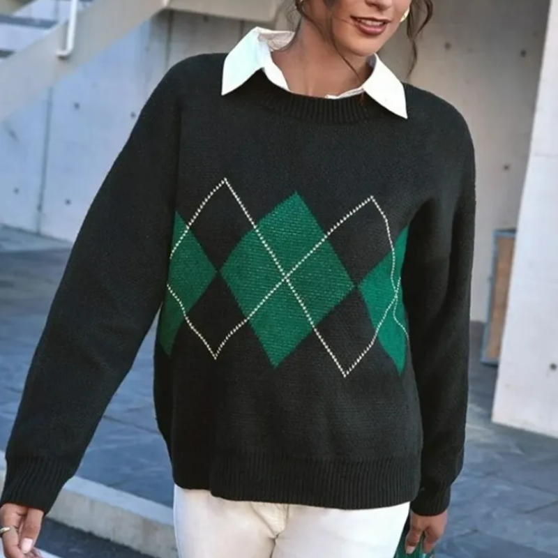 Vintage-Pullover in Übergröße für Damen im stilvollen Retro-Design