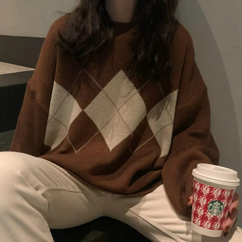 Vintage-Pullover in Übergröße für Damen im stilvollen Retro-Design