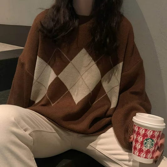 Vintage-Pullover in Übergröße für Damen im stilvollen Retro-Design