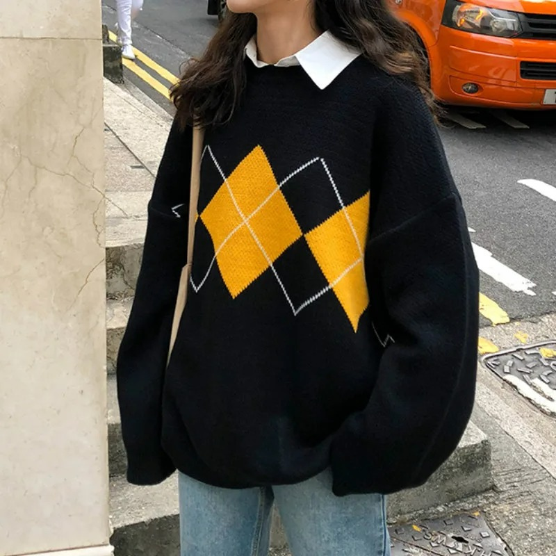 Vintage-Pullover in Übergröße für Damen im stilvollen Retro-Design