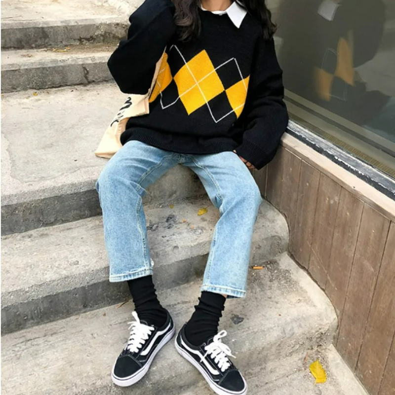 Vintage-Pullover in Übergröße für Damen im stilvollen Retro-Design