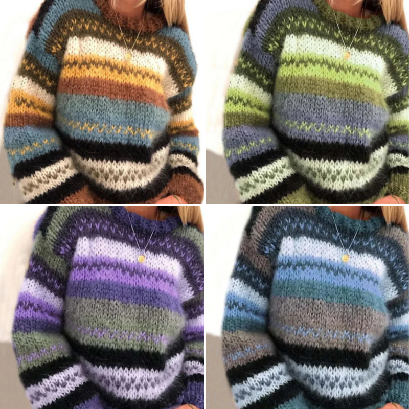 Damen Vintage-Streifenpullover für einen klassischen und stilvollen Look.