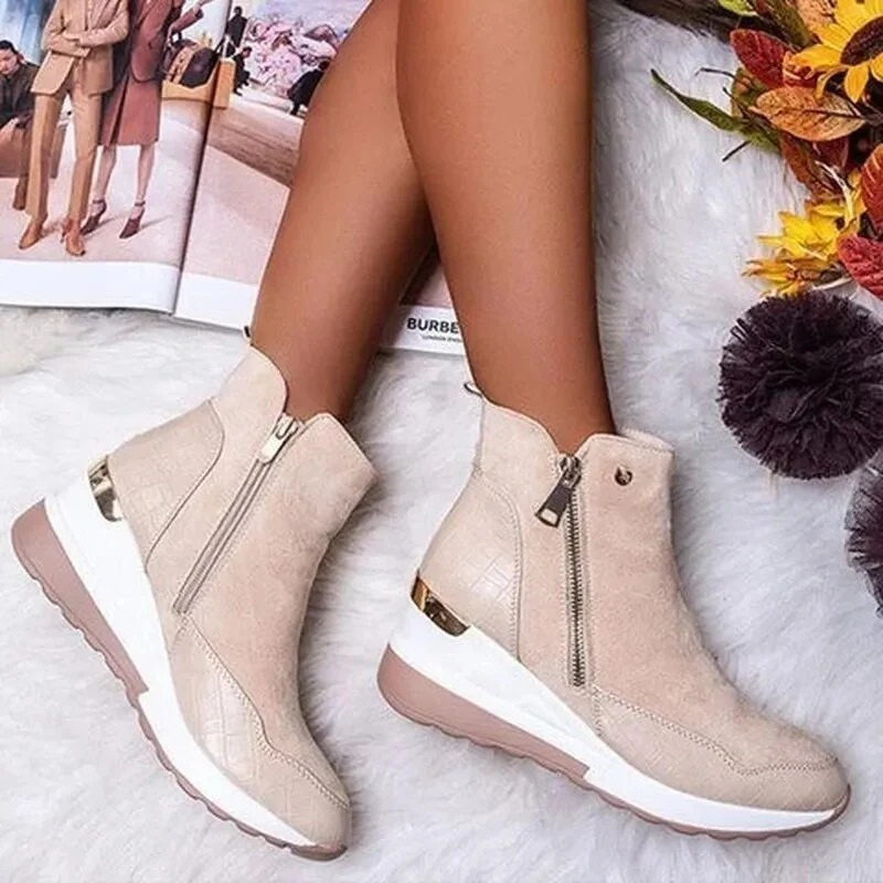 Warme Kompressionsstiefeletten für Damen – bequeme stützende Stiefeletten mit wärmendem Effekt für kalte Tage