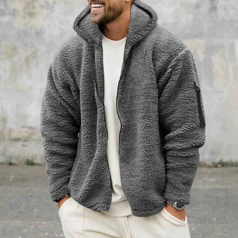 Warme Plüschjacke mit Kapuze für Herren in modernem Stil