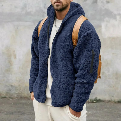 Warme Plüschjacke mit Kapuze für Herren in modernem Stil