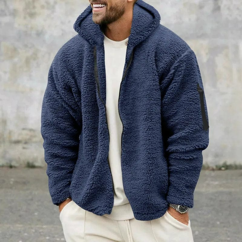 Warme Plüschjacke mit Kapuze für Herren in modernem Stil