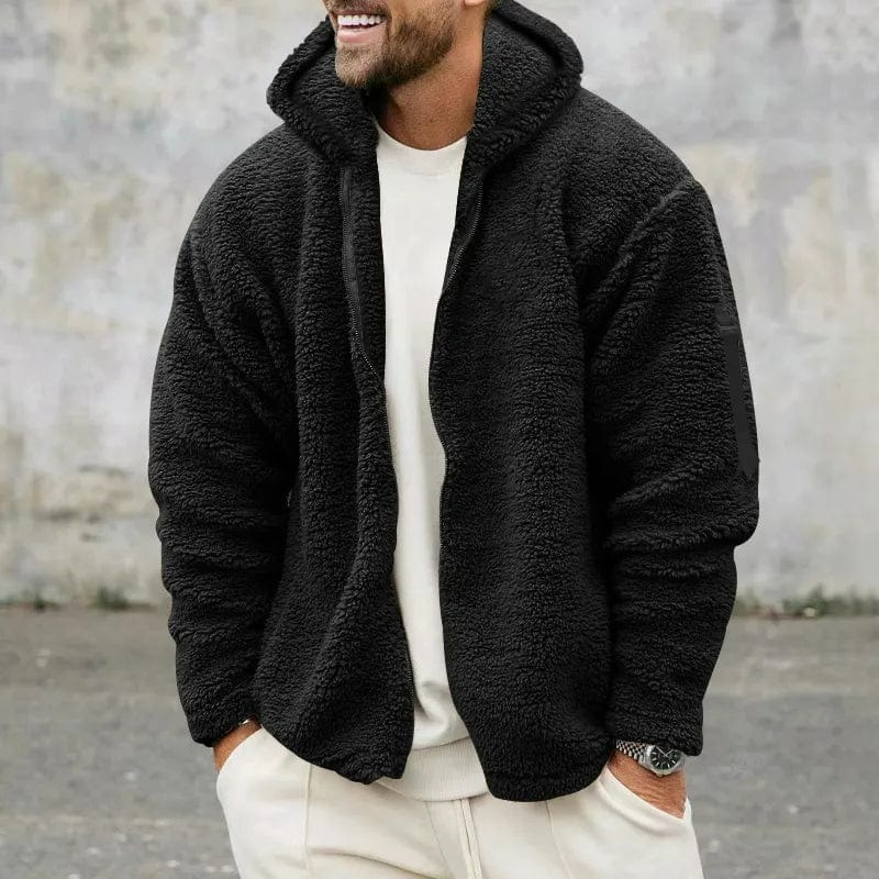 Warme Plüschjacke mit Kapuze für Herren in modernem Stil