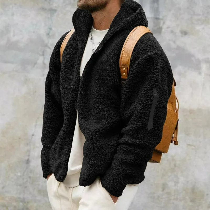 Warme Plüschjacke mit Kapuze für Herren in modernem Stil