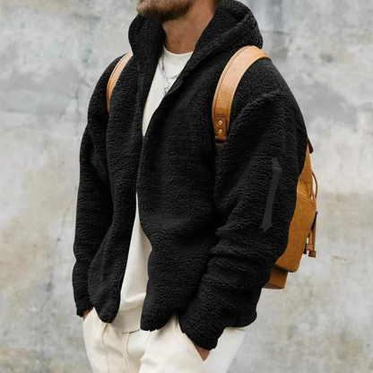 Warme Plüschjacke mit Kapuze für Herren in modernem Stil