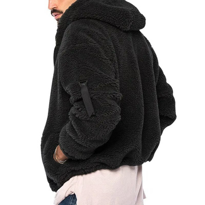 Warme Plüschjacke mit Kapuze für Herren in modernem Stil