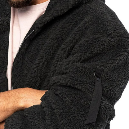 Warme Plüschjacke mit Kapuze für Herren in modernem Stil