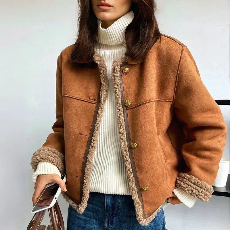 Warme Vintage-Jacke für Damen im klassischen Retro-Stil