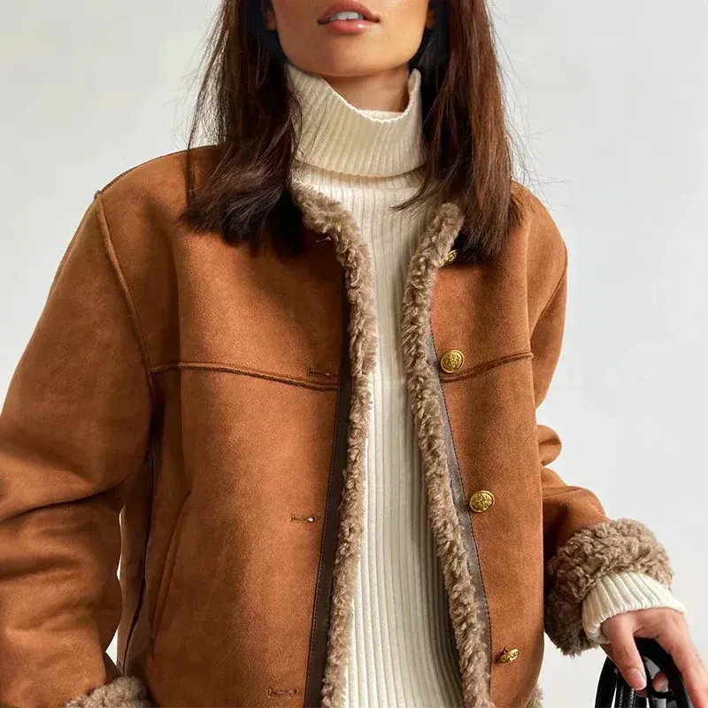 Warme Vintage-Jacke für Damen im klassischen Retro-Stil