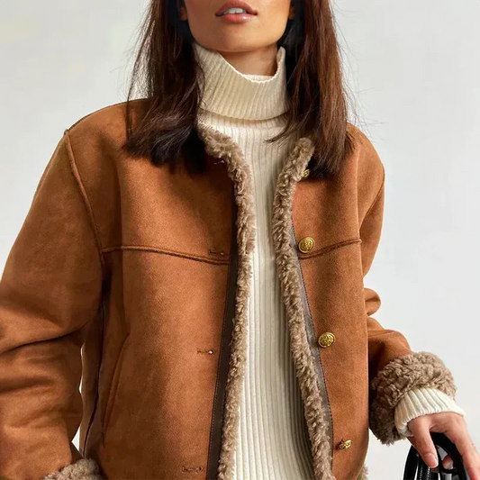 Warme Vintage-Jacke für Damen im klassischen Retro-Stil