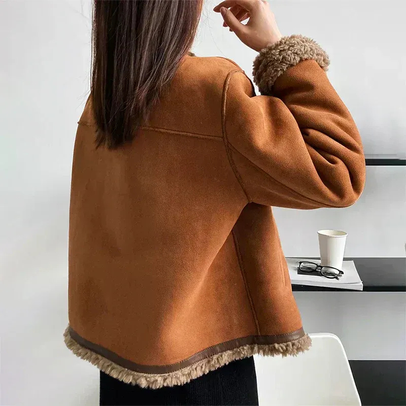 Warme Vintage-Jacke für Damen im klassischen Retro-Stil