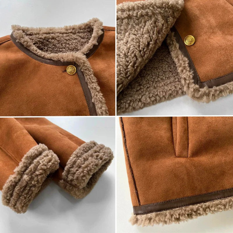 Warme Vintage-Jacke für Damen im klassischen Retro-Stil