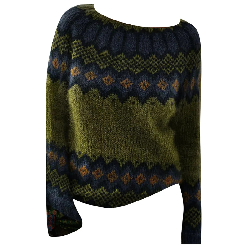 Warmer grüner Pullover für Damen mit zeitlosem Design und frischem Farbton