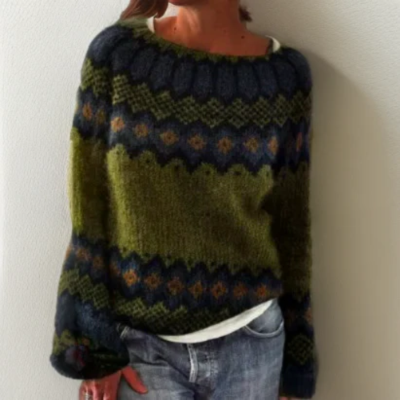 Warmer grüner Pullover für Damen mit zeitlosem Design und frischem Farbton