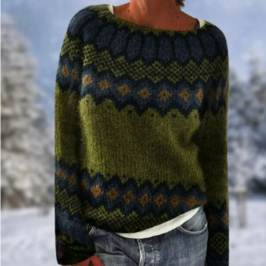 Warmer grüner Pullover für Damen mit zeitlosem Design und frischem Farbton