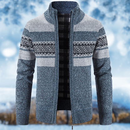 Warmer Herrenpullover mit Reißverschluss in klassischem Design