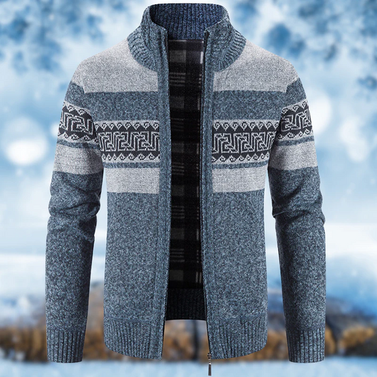 Warmer Herrenpullover mit Reißverschluss in klassischem Design