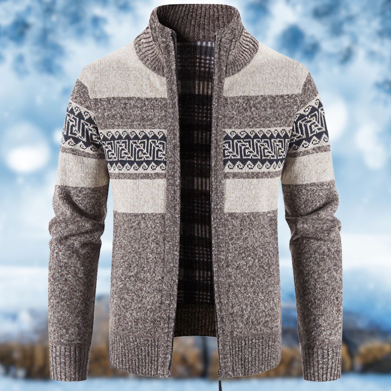 Warmer Herrenpullover mit Reißverschluss in klassischem Design