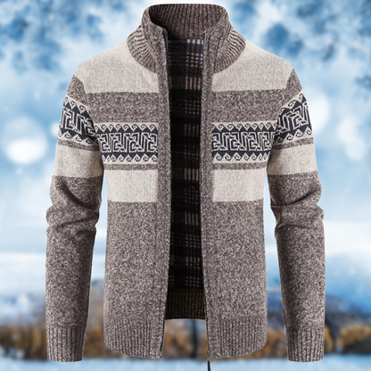 Warmer Herrenpullover mit Reißverschluss in klassischem Design