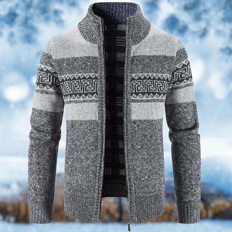 Warmer Herrenpullover mit Reißverschluss in klassischem Design