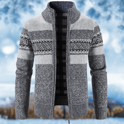 Warmer Herrenpullover mit Reißverschluss in klassischem Design
