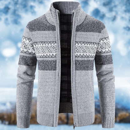 Warmer Herrenpullover mit Reißverschluss in klassischem Design