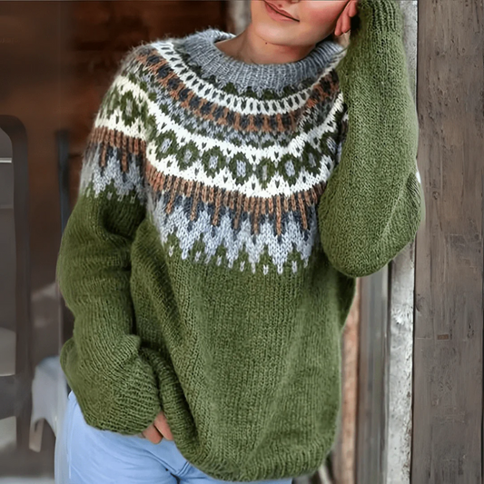 Warmer nordischer Pullover für Damen im norwegischen Stil für Wintertage