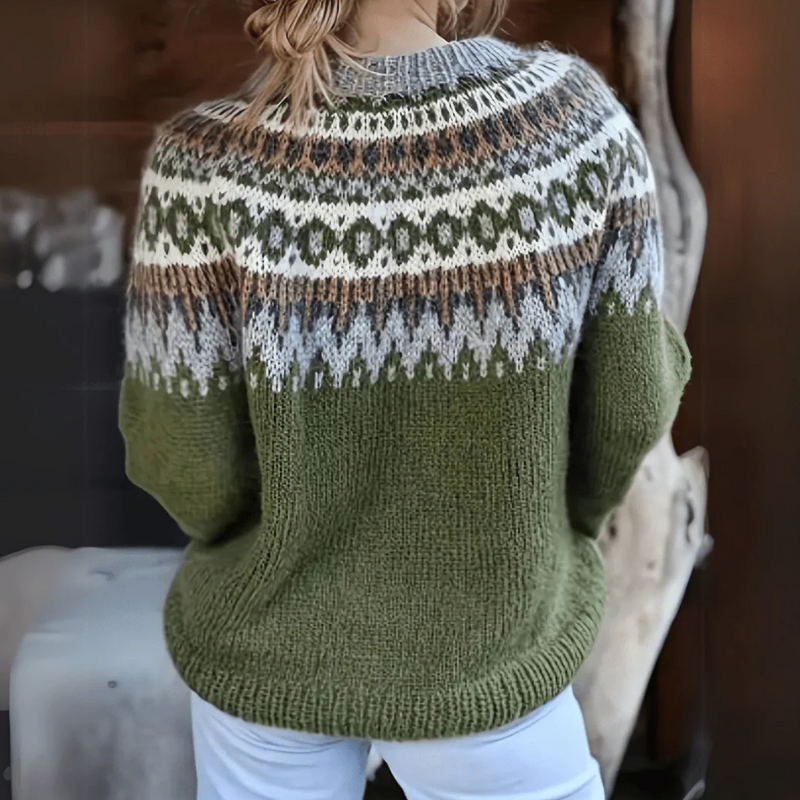 Warmer nordischer Pullover für Damen im norwegischen Stil für Wintertage