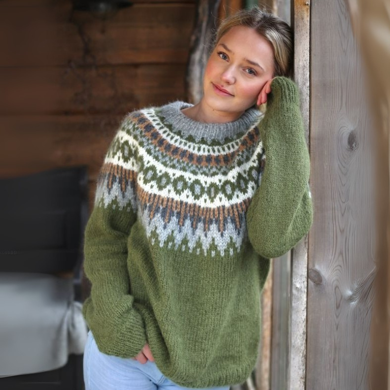 Warmer nordischer Pullover für Damen im norwegischen Stil für Wintertage
