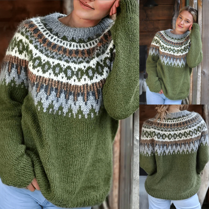 Warmer nordischer Pullover für Damen im norwegischen Stil für Wintertage