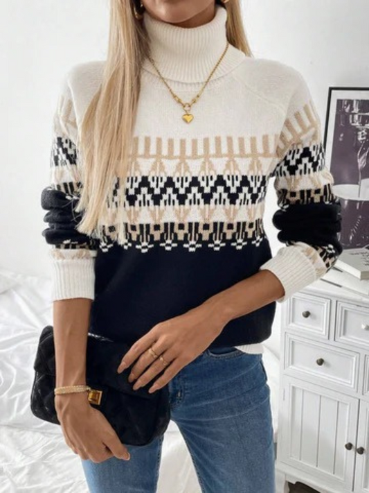 Warmer norwegischer Pullover für Damen mit klassischem Muster und stilvollem Design